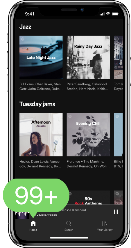 Spotify Phone 99+ new notifications - Spotify Followers, Plays