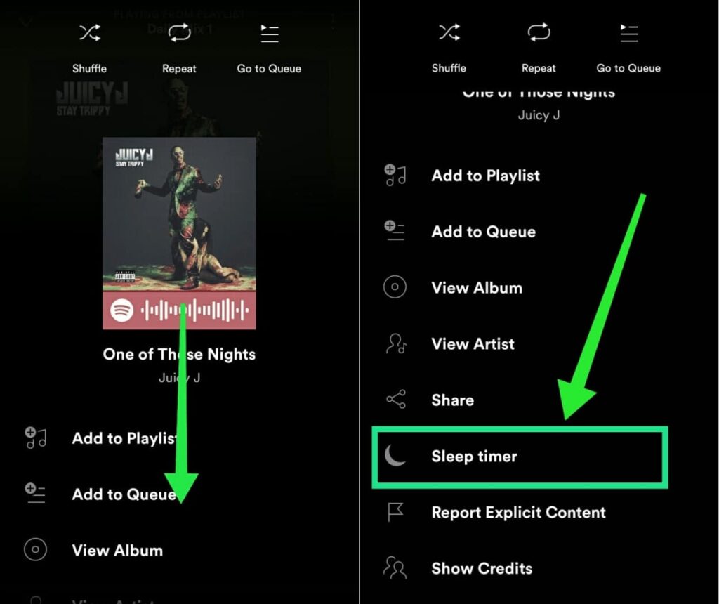 how to set a timer on spotify